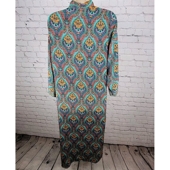 NWT LARA Ethnics Multicolor Floral Saska Oyster Blue Long Kimono Robe Size TU - Picture 2 of 14